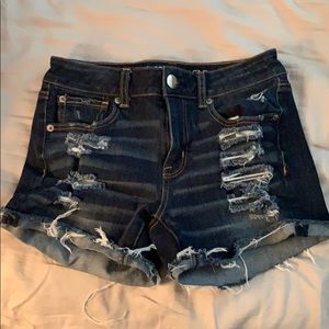 american eagle jean shorts with rips